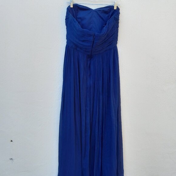 J Crew Long Silk Strapless Plisse Gown Sz 12 Black Tie Wedding Guest Formal - Picture 9 of 15